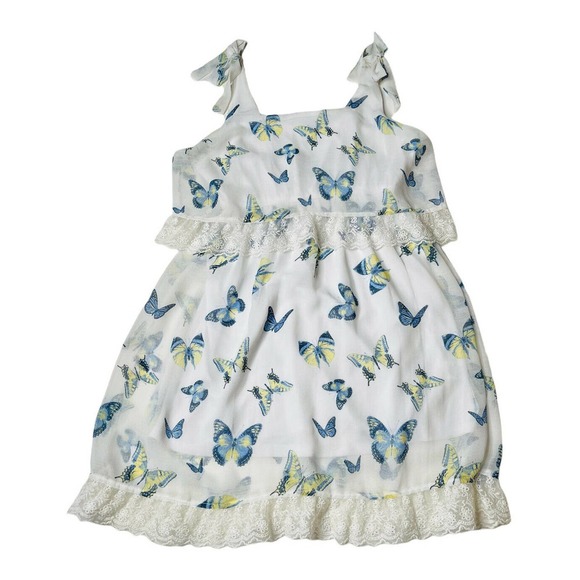 NEW Disney Alice Through The Looking Glass White Dress Blue Butterfly Lace Sz S - Picture 1 of 6